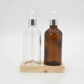 [1+1] 아로마 스포이드 금속캡 100ml 화장품 은색 유리 갈색 오일 공병, S_스포이드100ml_투명, 2개