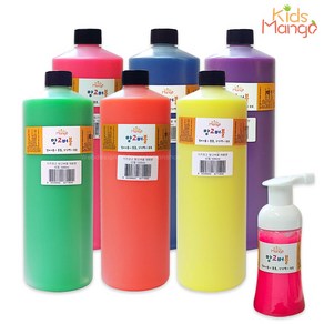 망고버블 거품물감 리필형 1000ml 형광6색 핑거페인팅물감/망고버블물감/촉감놀이/오감놀이/유아물감/키즈망고, 망고버블 리필형 1000ml 형광오렌지 1통