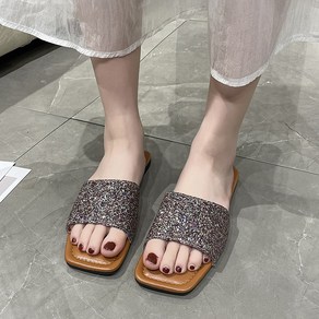 플랫 큐빅 스퀘어 슬리퍼 샌들 Women's Sandals 인어미남 A11 X384J854