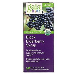 Gaia Hebs 키즈 블랙 엘더베리 시럽 89ml 3fl oz, 1개