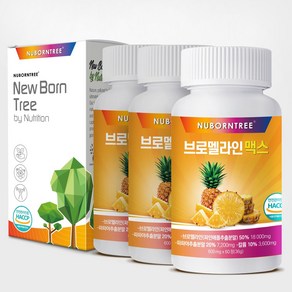 브로멜라인 18000mg 맥스 보이차 레몬밤 모링가 배합 파인애플효소, 3개, 60정