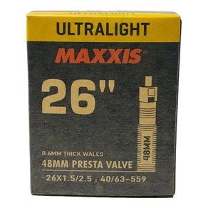 [MAXXIS] 26x1.5/2.5 FV48mm 맥시스 ULTRALIGHT MTB 튜브/프래스타 밸브, 1개