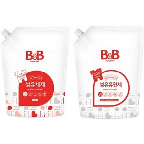 비앤비 유아용 섬유유연제 자스민 앤 로즈 리필 1500ml + 섬유세제 리필 1500ml, 1세트