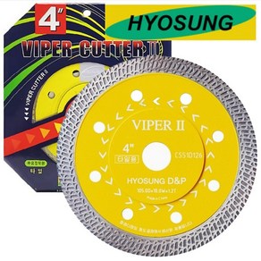 효성 4인치 타일날 VIPER2 그라인더날 터보날 타일컷팅 타일줄눈 105X1.2T, 1개