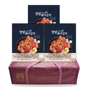 양념돼지갈비 선물세트 1kgx3팩 구이, 1kg, 3개