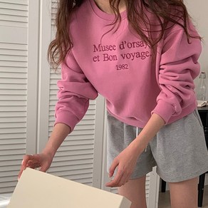 마이쏭 뮤즈자수크롭맨투맨 긴팔 데일리룩