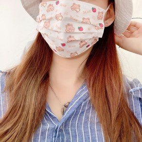 딸기 토끼 마스크 화이트 컬러 성인 캐릭터 마스크, 딸기 토끼 10매, 성인용/대형 확인했습니다., 1개
