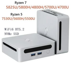 SZBOX 게임용 데스크 컴퓨터 라이젠 7 5825U 5800H 7530U 4700U 5600H 미니 PC WiFi6 BT5.2 윈도우 11 DDR4, 1개, 01 CHINA, 04 No Ram No Stoage_02 EU