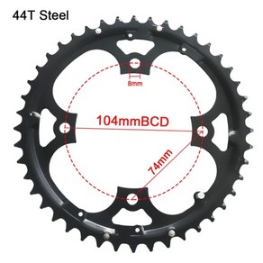 자전거크랭크 mtb 자전거 체인 링 chaining fo shimano sam 유니버설 크랭크 22t24t26t32t3638t42t44t 104bcd 64bcd bike, 44t 강철, 1개