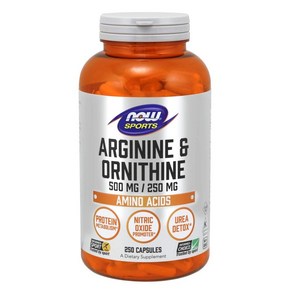 NOW Foods Spots Nutition Aginine & Onithine 500/250 mg Amino Acids 250 Veg Capsules, 1개