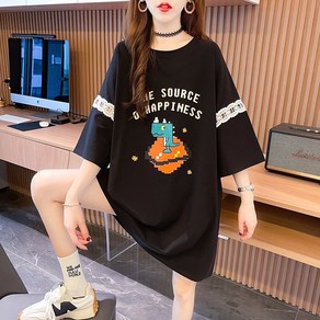 여름 여자 하프 반팔 티셔츠 레이스 리본 탑 women's T-shirt A25 W912M469