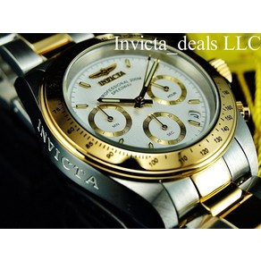 Invicta Mens 40mm SPEEDWAY DRAGSTER Chonogaph WHITE DIAL Gold Two Tone Watch 770594