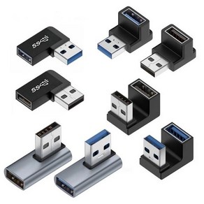 USB3.0 꺽임젠더 상하좌우 90도 180도 꺾임 연장젠더 USB3.2 A타입 Gen2 10Gbps 고속충전 데이터전송 위쪽 아래쪽 오른쪽 왼쪽 꺽임형, 1개, MT465, MT465