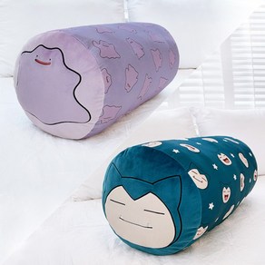 포켓몬 패턴원통쿠션 2중 택1 잠만보 메타몽 모찌 캐릭터 굿즈 베개 쿠션 꿀잠 낮잠생일 생일 기념일 집들이 선물 인테리어소품, 포켓몬)메타몽패턴원통쿠션