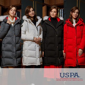 [U.S. POLO ASSN.] USPA 여성 화이트라벨 롱 구스다운 벤치코트