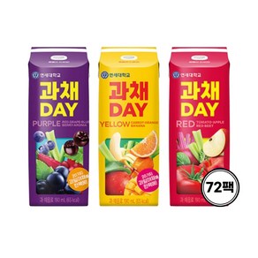 연세유업 과채데이 버라이어티팩 레드/퍼플/옐로우 72팩, 190ml, 72개