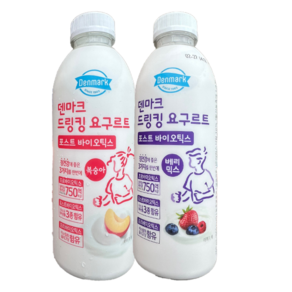 덴마크 드링킹요구르트 750mlx5병(복숭아3+베리믹스2)무배, 5개, 750ml