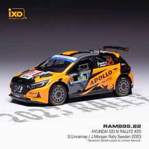 ixo 1:43 현대 i20 N Rally2 WRC No.25 2023 스웨덴 랠리 - G.Linnamae / J.Mogan (RAM895.22), 1개