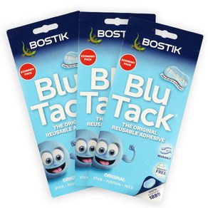 [블루택] 블루 90g x 3개 blutack 무독성 접착제 재사용 점착제 찰흙대용 블루텍 점토 놀이 소품고정 풀 테이프 대용