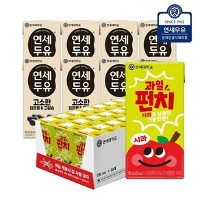 연세우유 과일펀치 사과 190ml 24팩+검은콩 고칼슘 8팩, 0.19l