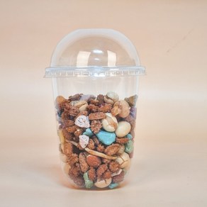 컵과일 내열 투명 디저트컵 450ml 빙수용기 100p + 무타공 돔형뚜껑 100p