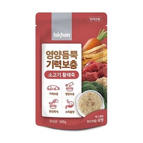 이즈칸 독 영양듬뿍 기력보충 파우치 100g 12개 강아지간식 죽 스튜, 01_소고기황태죽