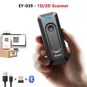 Eyoyo Mini 휴대용 1D 2D Bluetooth 바코드 스캐너 QR 코드 화면 이미지 리더 PDF417 데이터 매트릭스 COM 스캔 USB 유선 및 2.4G 무선 연결 스캔, 5) EY-039 Scanne, 없음