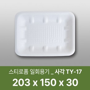 태양산업사 일회용 포장용기 일회용접시 사각트레이 TY-17 1박스(100개입)