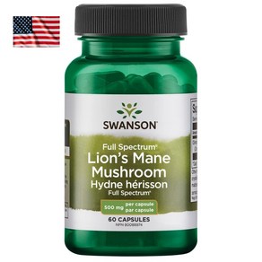 미국 Swanson Lions Mane 60캡슐 스완슨 노루궁뎅이버섯 추출물 스완손 분말 캡슐 노루엉덩이버섯, 1개