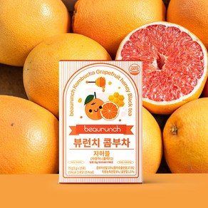 NEW 디자인 뷰런치 콤부차 자허블맛 / 당류 제로 / 15kcal / 제로탄산 / 다이어트 / 유산균, 1박스, 5g, 15개입