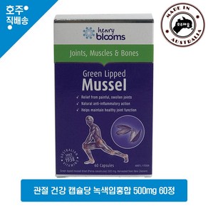 호주 직구 영양제 헨리 블룸스 녹색 그린 초록 입 홍합 500mg 60 캡슐, 1개, 60정