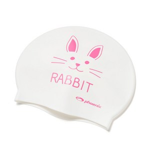 피닉스 동물친구들 abbit 아동 실리콘 수모 WHT 수영모, 화이트