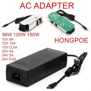 전원 어댑터 공급 장치 AC 110V/220V-DC 12V 24V 조명 변압기 LED 스트립 어댑터 96W 120W 150W 4A 5A 6.5A 8A 10A 1, 1개, 02 EU Plug