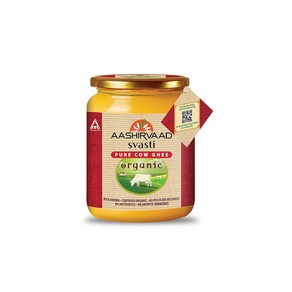 인도정품 Aashivaad Svasti Cow Ghee 유기농 카우 기버터 500 ml /건강한 소에서 생산됨 /정품 증명서 /풍부한 향, 1개, 500ml