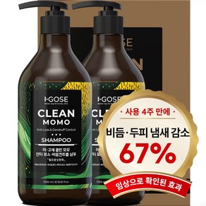 이고세 정수리냄새 두피각질 비듬 67% 개선 임상 탈모 샴푸 (설페이트 프리), 2개, 1000ml