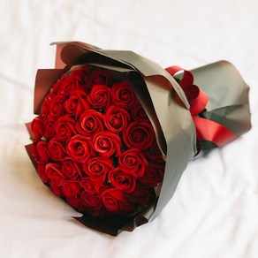 아스파시아 베리타스 장미 50송이 비누꽃 꽃다발, 레드, 1개