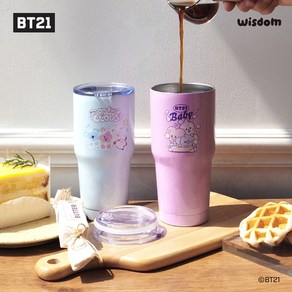 BT21 스테인레스 텀블러 ve.2 보온보냉 캠핑용 차량용 580ml, 퍼플, 1개