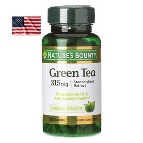 Natues Bounty Geen Tea 100캡슐 네이쳐스바운티 폴리페놀 녹차잎 카테킨 Camelia Sinensis 미국 직구, 1개, 100정