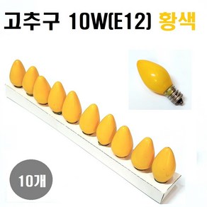 고추구 10W E12 녹 청 황 적 투명(전구색) 1세트(램프10개) /장식구/미니구/특가판매