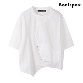 [보니스팍스] 포켓 지퍼 라운드 언발 반팔 티셔츠 (XO1LW055L0)