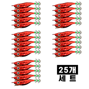 삐까뻔쩍 부리부리 왕눈이에기 25개세트 크롬 증착도장 문어 쭈꾸미 한치 갑오징어, 레드 25개세트, 25개