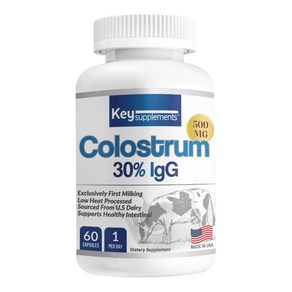 키서플리먼트 초유 영양제 500mg 콜로스트럼 Colostrum 30% IgG 60 캡슐 하루 1정 섭취 스페셜 프리미엄 포뮬라 Key Supplements