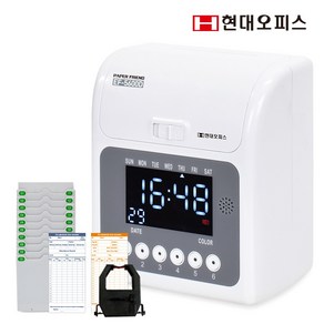 현대오피스 페이퍼프랜드 출퇴근기록기 EF-5600D +카드100매 +20인카드함 6란인자 디지털표시방식 지각조퇴표시