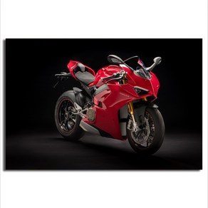 노 브랜드 슈퍼 바이크 Ducati Panigale V4 레드 스포츠 오토바이 벽 아트 포스터 캔버스 프린트 거실 장식을위한 DIY 액자 그림, no fame