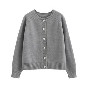 WPUY 여성용 데일리 보들 라운드 니트 가디건 봄 가을 심플 무지 긴팔 스웨터 여성 숏 캐시미어니트 코트 4컬러 단추 가디건