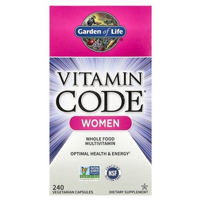 Gaden of Life Vitamin Code 여성용 천연 식품 종합비타민 베지 캡슐 240정, 1개