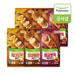 [풀무원] 탱글뽀득 핫도그4개*2봉+체다모짜 핫도그 4개*2봉+모짜렐라 핫도그4개*2봉 (총 6봉 24개), 6개