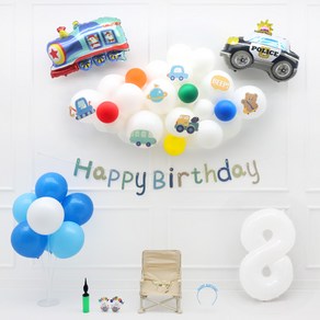 파티짱 생일 구름 풍선 가랜드 파티 세트 자동차, 숫자8, 1세트, 혼합색상