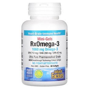 내추럴팩터스 Rx오메가3 1060mg EPA DHA DPA 미니젤 60정, 1개