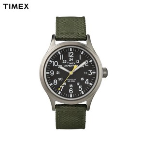 Timex 익스페디션 스카우트 남성용 손목시계 40mm 그린/그레이 가죽/나일론 스트랩 (TW4B14000)